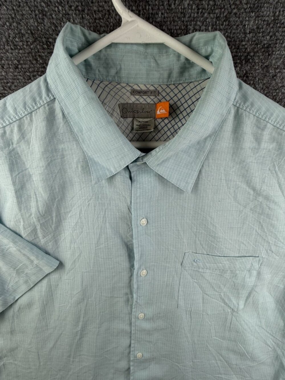 Quiksilver Short Sleeve Button Up Light Blue XL Outdoors Rayon Blend Comfort Fit